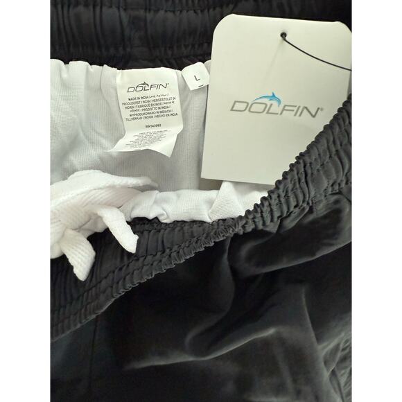 New NWT Dolfin Black Solid 5" Water Shorts Swim Trunks Men's Size Large - Picture 6 of 7